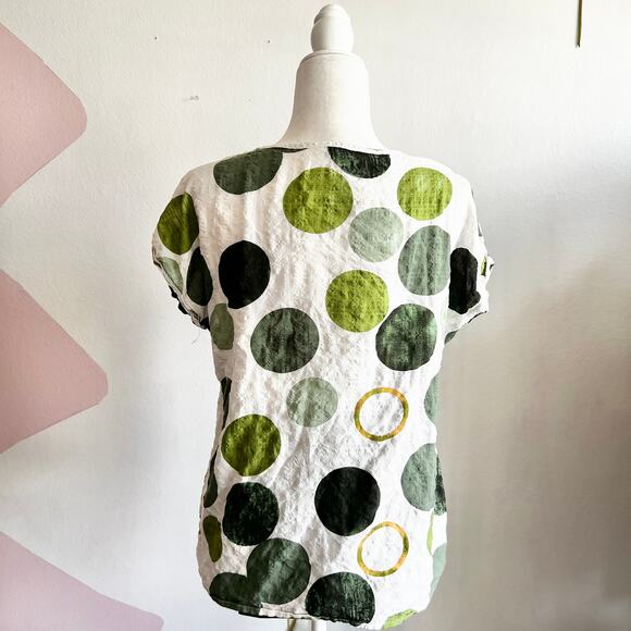 Green‎ Polka Dot Top, Retro, Mod, Vintage, Retro, Cottagecore, Playful, Large - Picture 3 of 5
